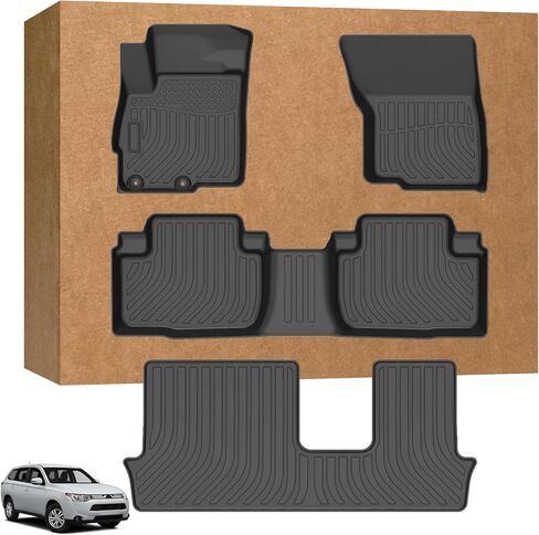 Floor Mats for Mitsubishi Outlander 2014-2021, Outlander Floor Mats 1st & 2nd & 3rd Row, TPE All Weather Non-Slip Waterproof Mitsubishi Outlander Mats Accessories in Saudi Arabia