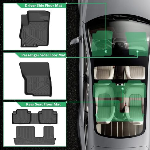 Floor Mats for Mitsubishi Outlander 2014-2021, Outlander Floor Mats 1st & 2nd & 3rd Row, TPE All Weather Non-Slip Waterproof Mitsubishi Outlander Mats Accessories in Saudi Arabia