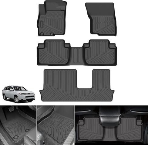 Floor Mats for Mitsubishi Outlander 2014-2021, Outlander Floor Mats 1st & 2nd & 3rd Row, TPE All Weather Non-Slip Waterproof Mitsubishi Outlander Mats Accessories in Saudi Arabia