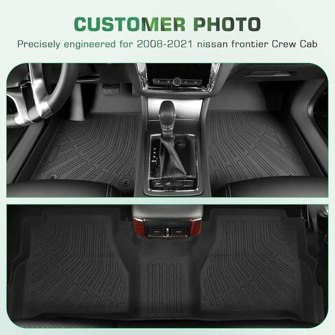 Floor Mats for Nissan Frontier Crew Cab 2008-2021(NOT King Cab), TPE All Weather Protection Custom Fit Floor Liners Front & 2nd Row Heavy Duty Non-Slip for Frontier Accessories in Saudi Arabia