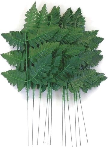 2 Pack 12 Inch Wire Headstone Saddle with Foam Attached Plus! 24 Sprays Green Leather Fern Artificial Silk Leaves 16" Made in The USA in Saudi Arabia