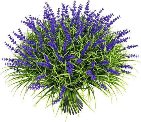 15 Bundles UV Resistant No-Fade Outdoor Artificial Plants & Flowers, Adjustable Height Fake Lavender Flowers Indoor & Outdoor Decor for Garden Patio Pathway Hanging Planter Front Porch in Kuwait