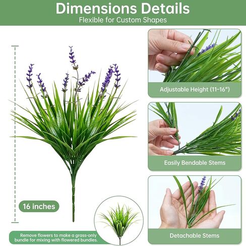 15 Bundles UV Resistant No-Fade Outdoor Artificial Plants & Flowers, Adjustable Height Fake Lavender Flowers Indoor & Outdoor Decor for Garden Patio Pathway Hanging Planter Front Porch in Kuwait