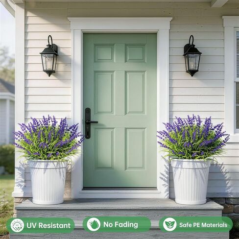 15 Bundles UV Resistant No-Fade Outdoor Artificial Plants & Flowers, Adjustable Height Fake Lavender Flowers Indoor & Outdoor Decor for Garden Patio Pathway Hanging Planter Front Porch in Kuwait