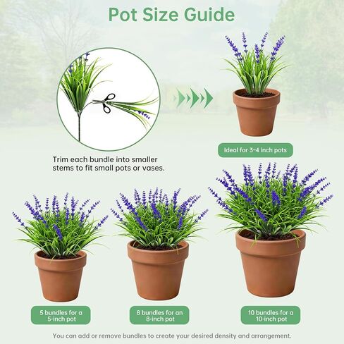 15 Bundles UV Resistant No-Fade Outdoor Artificial Plants & Flowers, Adjustable Height Fake Lavender Flowers Indoor & Outdoor Decor for Garden Patio Pathway Hanging Planter Front Porch in Kuwait