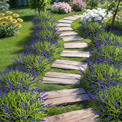 15 Bundles UV Resistant No-Fade Outdoor Artificial Plants & Flowers, Adjustable Height Fake Lavender Flowers Indoor & Outdoor Decor for Garden Patio Pathway Hanging Planter Front Porch in Kuwait