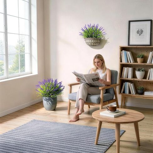 15 Bundles UV Resistant No-Fade Outdoor Artificial Plants & Flowers, Adjustable Height Fake Lavender Flowers Indoor & Outdoor Decor for Garden Patio Pathway Hanging Planter Front Porch in Kuwait