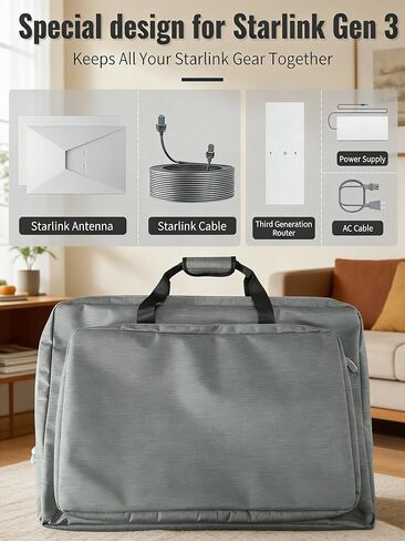 حقيبة حمل Starlink Gen 3، حافظة Starlink Gen 3، حافظة Starlink مقاومة للصدمات والإجهاد مع نسيج مقاوم للماء والغبار ومقصورات داخلية قابلة للتخصيص (رمادي) in Kuwait