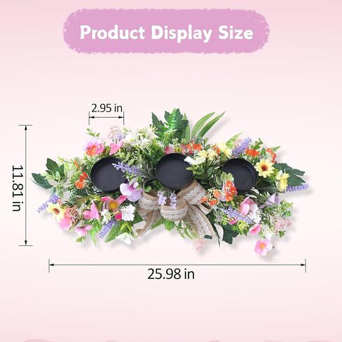 قطعة مركزية حامل شموع على شكل زهور للطاولة، 3 حاملات شموع مع ترتيب زهور الربيع، قطعة مركزية ريفية لطاولة الطعام وحفلات الزفاف وعيد الفصح وديكور المنزل in Kuwait