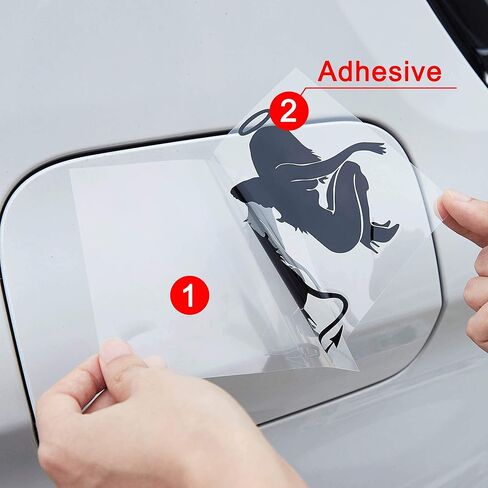 TOMALL 3 Pairs 7" Sexy Angel & Demon Car Decals Reflective Devil Stickers Funny Lovely Angel Wings Vinyl Waterproof for Car Bumper Window Laptop Motorcycle (Black) in Saudi Arabia