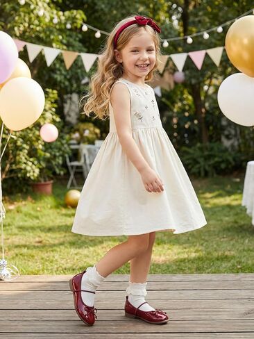 Haloumoning Girls Mary Jane Shoes Kids Bow Slip On Ballet Flats Wedding Party Dress Shoes, Burgundy, Size 13 in Kuwait