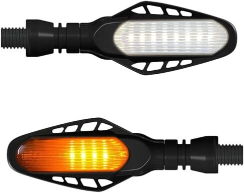 16-LED أضواء إشارة الانعطاف للدراجات النارية ضوء أحمر ثابت + ضوء متدفق كهرماني، عدسة دخان تناسب عالمي للدراجات النارية M10(3/8")، مصابيح مؤشر للجري النهاري للدراجة النارية 12 فولت in Saudi Arabia