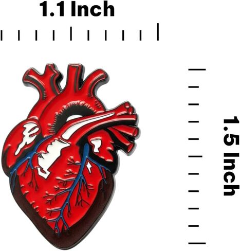 دبوس مينا ناعم على شكل قلب تشريحي مقاس 1.5 بوصة - دبابيس طية صدر السترة بعلامة قلب تشريحية لحقائب الظهر والسترات والقبعات والملابس والحقائب والمراهقين والفتيات والأولاد والرجال in Kuwait