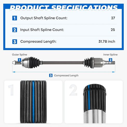 TadaMark 2PCs Front CV Axle Shaft Assembly Fit for Subaru Forester 2014(From 01/11/2014) 2015 2016 2017 2018 2.0L 2.5L H4, Left and Right, for 66-7568 in Saudi Arabia
