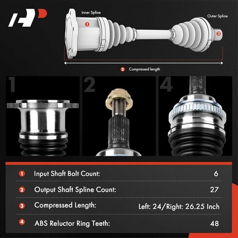 A-Premium Pair (2) Rear CV Axle Shaft Assembly Compatible with BMW E46 323i/325Ci/325i/328i 1998-2006, E36/E46 323i/323is/328i 1998-1999, Z4 E85 2003-2005, Driver & Passenger, Replace# 33211226904 in Saudi Arabia