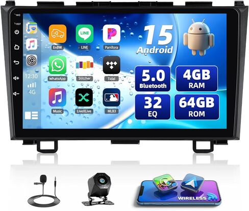 Car Stereo for Honda CRV 2007-2011 Car MP5 Player Wireless Apple Carplay Android Auto Mirror Link, 9" Touch Screen Car Radio with Bluetooth Backup Camera FM SWC Dual USB Input in Kuwait