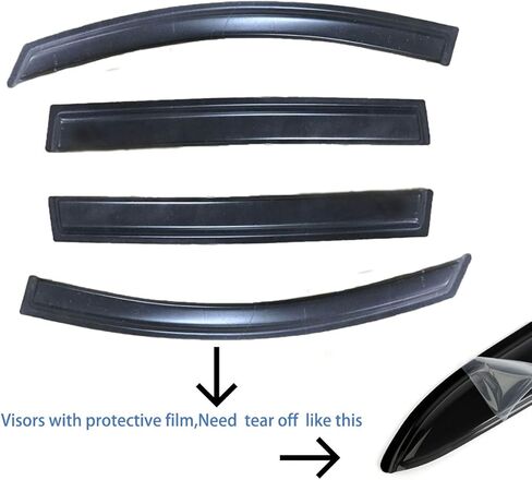 Wensdy 4 قطع من حاجب النافذة الجانبي للتركيب الخارجي، عاكس تهوية الرياح، دخان داكن لطيف من الشمس مجموعة حماية من المطر تناسب 2012-2017 Hyundai Accent Sedan 94970 in Kuwait