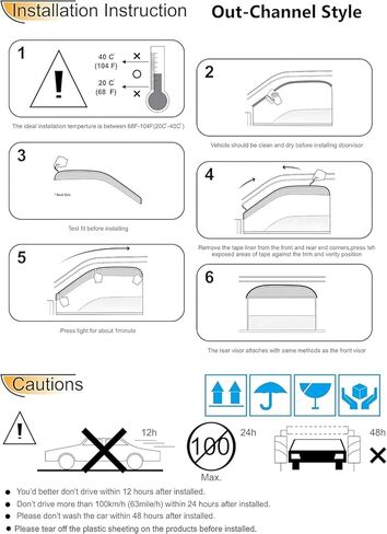 Wensdy 4 قطع من حاجب النافذة الجانبي للتركيب الخارجي، عاكس تهوية الرياح، دخان داكن لطيف من الشمس مجموعة حماية من المطر تناسب 2012-2017 Hyundai Accent Sedan 94970 in Kuwait