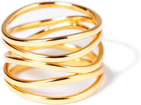 Multi Rows Cross Lines Knot Band Ring,14K Yellow Gold Plated Wide Chunky Bands Ring,Cocktail Party Statement Band Ring for Women Man in Saudi Arabia