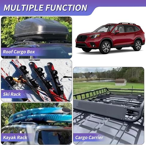 ZXMOTO حامل السكك الحديدية على السقف قضبان متقاطعة تناسب Subaru Ascent 2019 2020 2021 2022 2023 2024 ألومنيوم عالي التحمل لصندوق شحن السقف، التزلج، الكاياك، الدراجة، حمل البضائع in Saudi Arabia