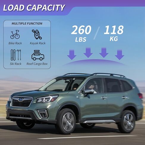 ZXMOTO حامل السكك الحديدية على السقف قضبان متقاطعة تناسب Subaru Ascent 2019 2020 2021 2022 2023 2024 ألومنيوم عالي التحمل لصندوق شحن السقف، التزلج، الكاياك، الدراجة، حمل البضائع in Saudi Arabia
