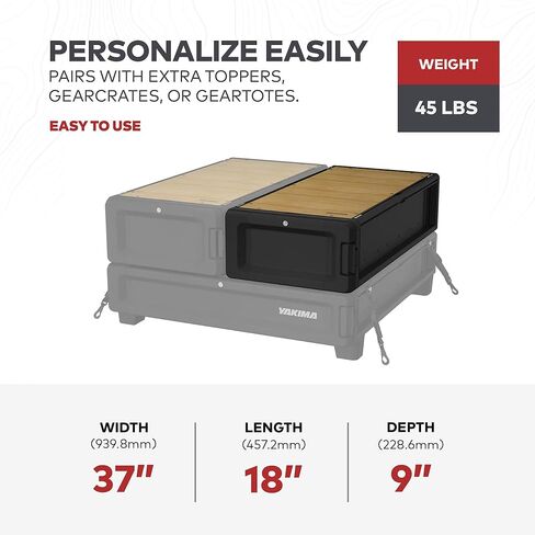 Yakima MOD Topper Large Half-Sized Drawer Add-On with Finished Top Surface, Aluminum Frame, Black in Saudi Arabia