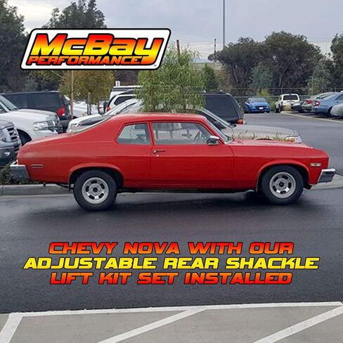 1" to 4" Adjustable 4-Position Rear Leaf Spring Shackle Lift Kit/Set Compatible with Select 1967-1975 Camaro/Firebird & 1962-1978 Nova - MADE IN USA in Saudi Arabia