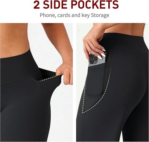 JGS1996 Straight Leg Leggings with Pockets for Women Wide Leg Yoga Pants Casual Sweatpants No Front Seam Gym Workout Leggings in Kuwait