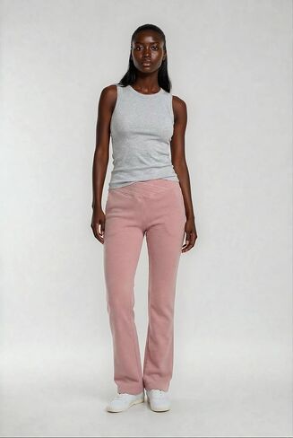 Sweatpants Women Flared with Crossover Waistband Cozy Fleece Wide Leg Lounge Pants in Saudi Arabia