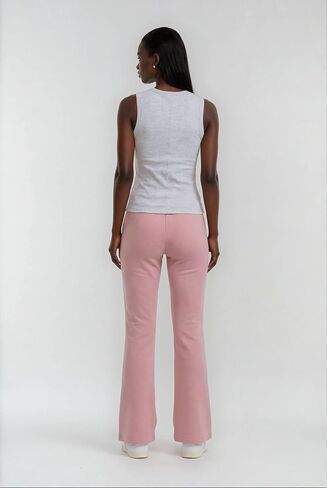 Sweatpants Women Flared with Crossover Waistband Cozy Fleece Wide Leg Lounge Pants in Saudi Arabia