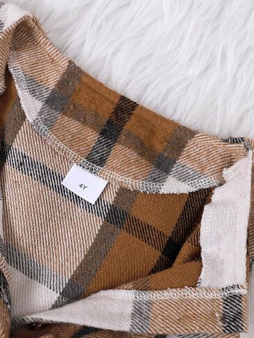 Girls Plaid Dress with Bow Details, Brown Winter Holiday Party Dress with Hat for 4-7 Years in Saudi Arabia