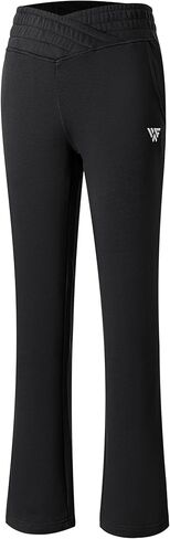 Sweatpants Women Flared with Crossover Waistband Cozy Fleece Wide Leg Lounge Pants in Saudi Arabia