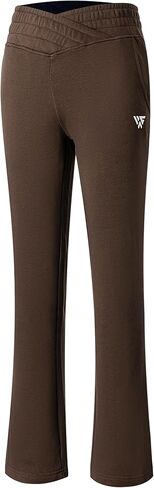 Sweatpants Women Flared with Crossover Waistband Cozy Fleece Wide Leg Lounge Pants in Saudi Arabia