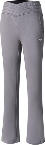 Sweatpants Women Flared with Crossover Waistband Cozy Fleece Wide Leg Lounge Pants in Saudi Arabia