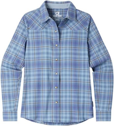 Club Ride Women's Liv'n Flannel Shirt - Stylish & Versatile Comfort for Biking and Hiking Outdoor Adventures - Faded Denim - Small in Kuwait