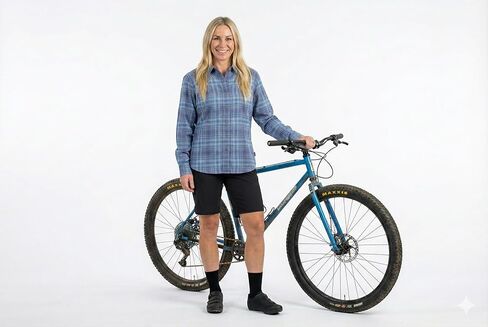 Club Ride Women's Liv'n Flannel Shirt - Stylish & Versatile Comfort for Biking and Hiking Outdoor Adventures - Faded Denim - Small in Kuwait