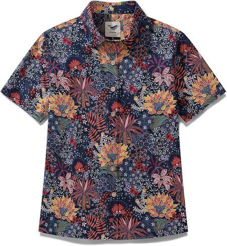 YIUME Women's Hawaiian Shirt Quirky Plants Print Cotton Button-up Short Sleeve Quirky Plants Women Shirt in Kuwait