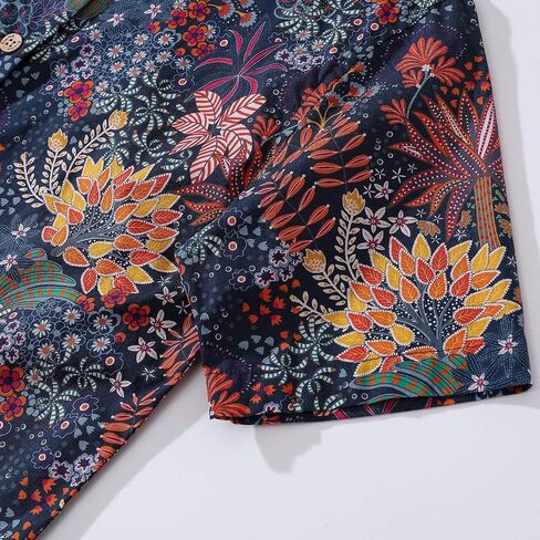 YIUME Women's Hawaiian Shirt Quirky Plants Print Cotton Button-up Short Sleeve Quirky Plants Women Shirt in Kuwait