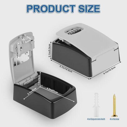 Diyife Large Capacity Key Lock Box Wall Mounted, Weatherproof 4 Digit Combination Key Storage Box for Car Keys, House Keys, Key Safe Security Lock Box with Code for Indoor Outdoor Home Office Garage in Kuwait