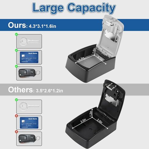 Diyife Large Capacity Key Lock Box Wall Mounted, Weatherproof 4 Digit Combination Key Storage Box for Car Keys, House Keys, Key Safe Security Lock Box with Code for Indoor Outdoor Home Office Garage in Kuwait