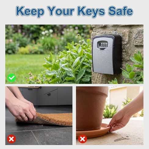 Diyife Large Capacity Key Lock Box Wall Mounted, Weatherproof 4 Digit Combination Key Storage Box for Car Keys, House Keys, Key Safe Security Lock Box with Code for Indoor Outdoor Home Office Garage in Kuwait