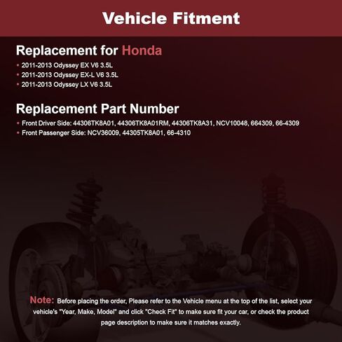 Anytek CV Axle Shaft Front Passenger & Driver for Honda Odyssey EX LX 2011 2012 2013 3.5L Replace# NCV10048, NCV36009 Left & Right CV Axle Shaft Assembly in Kuwait