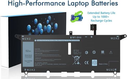بطارية كمبيوتر محمول DXGH8 متوافقة مع Dell XPS 13 9380 9370 7930 Inspiron 13 7391 7390 7490 7000 5391 5390 Latitude E3301 3301 Vostro 5391 5390 P82G001 0H754V H754V 7.6V 52 واط ساعة in Kuwait