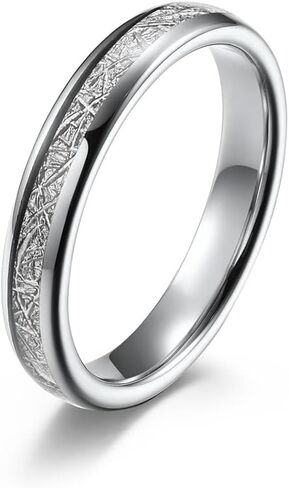 خاتم زواج من كربيد التنجستين كيمستون للرجال والنساء - مرصع بنسيج الجليد، 4 ملم، 6 ملم، 8 ملم، فضي in Kuwait