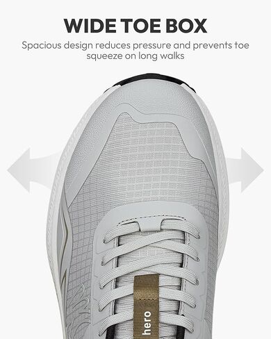 Hiking Shoes Men with Arch Support, Orthopedic Men's Walking Shoes with Anti-Skid Rubber Sole, Breathable Men Sneakers for Pain Relief (Grey, 11) in Kuwait