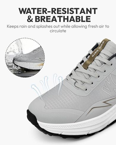 Hiking Shoes Men with Arch Support, Orthopedic Men's Walking Shoes with Anti-Skid Rubber Sole, Breathable Men Sneakers for Pain Relief (Grey, 11) in Kuwait