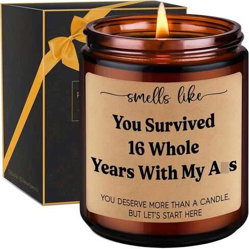 GSPY 16 Year Anniv. Candle - 16th Anniversary Candle Gifts for Husband, Wife - 16th Wedding Anniversary Ideas for Her, Him, Couple - Happy Sixteenth, Wax Anniv. Gifts for Women, Men, Girlfriend, BF in Saudi Arabia