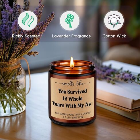 GSPY 16 Year Anniv. Candle - 16th Anniversary Candle Gifts for Husband, Wife - 16th Wedding Anniversary Ideas for Her, Him, Couple - Happy Sixteenth, Wax Anniv. Gifts for Women, Men, Girlfriend, BF in Saudi Arabia