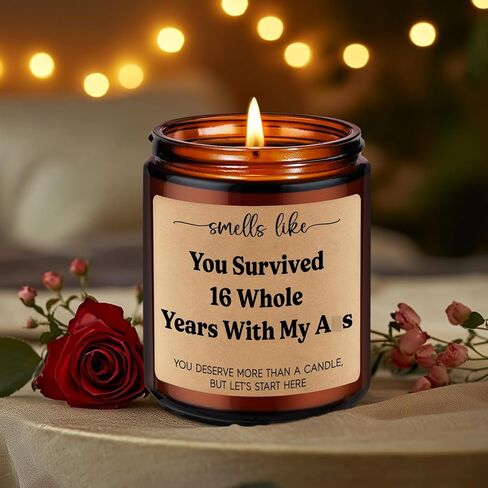 GSPY 16 Year Anniv. Candle - 16th Anniversary Candle Gifts for Husband, Wife - 16th Wedding Anniversary Ideas for Her, Him, Couple - Happy Sixteenth, Wax Anniv. Gifts for Women, Men, Girlfriend, BF in Saudi Arabia