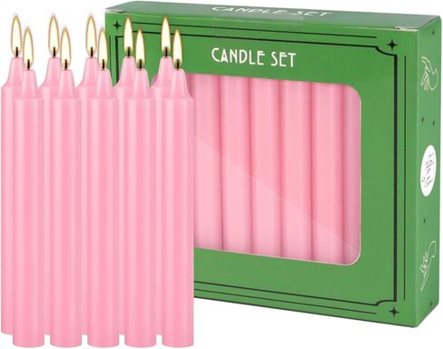Taper Candles Unscented Taper Candles for Christmas,Household, Wedding, Rituals, Prayer, Birthdays, Meditation, Altar,Party and Home Décor Candlesticks (Pink-4" 20). in Kuwait